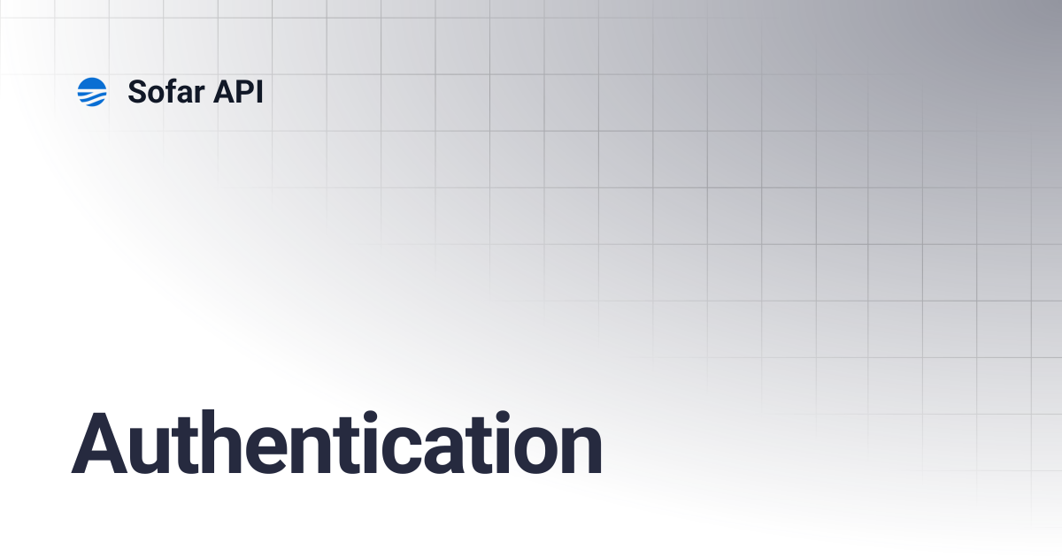 Authentication | Sofar API